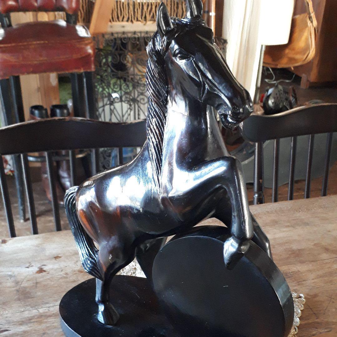 黒檀　馬　置物