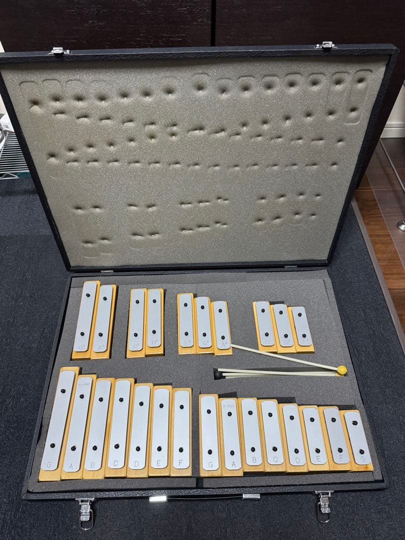 河合楽器　おと積み木　鉄琴 C-G 音階 マレット付き　ハードケース