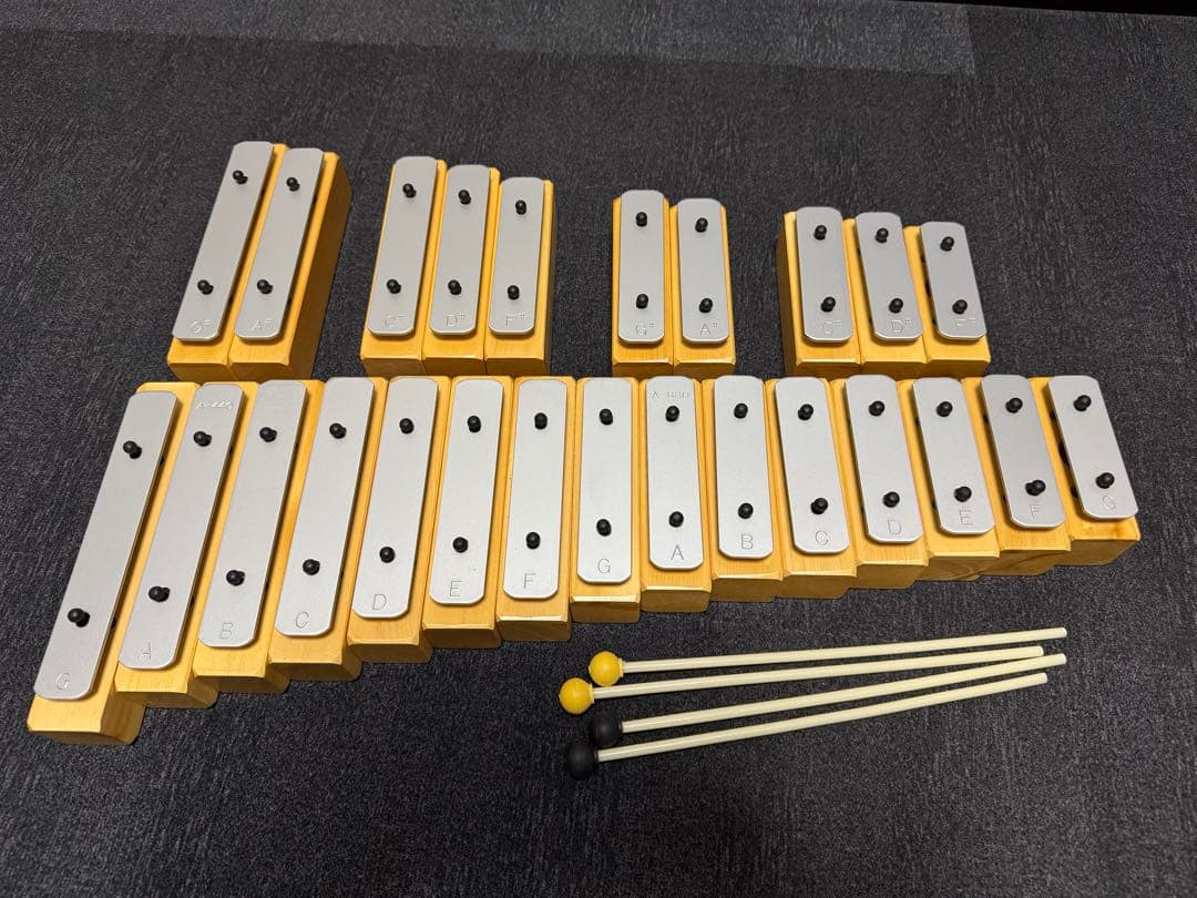 河合楽器　おと積み木　鉄琴 C-G 音階 マレット付き　ハードケース