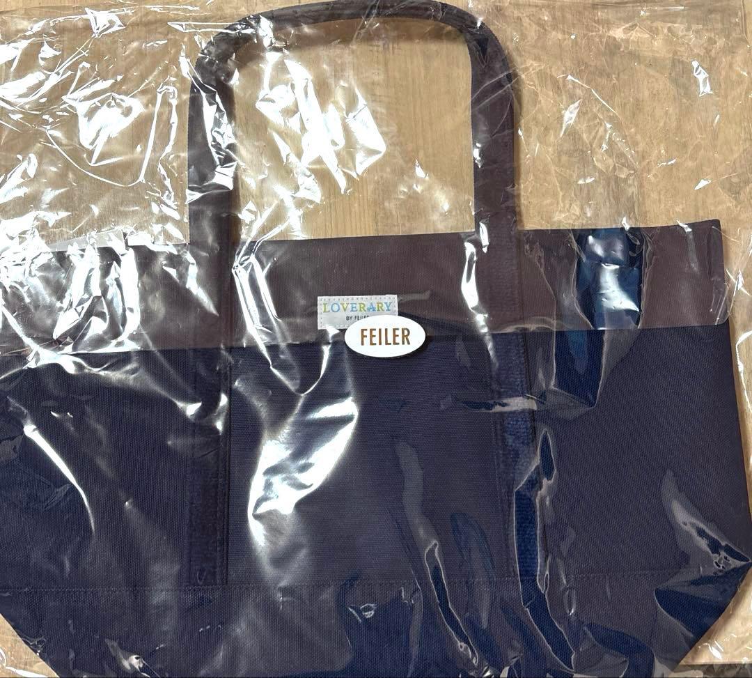 新品　FEILER オールドテディ　ワッペントートバッグ　ネイビー　大