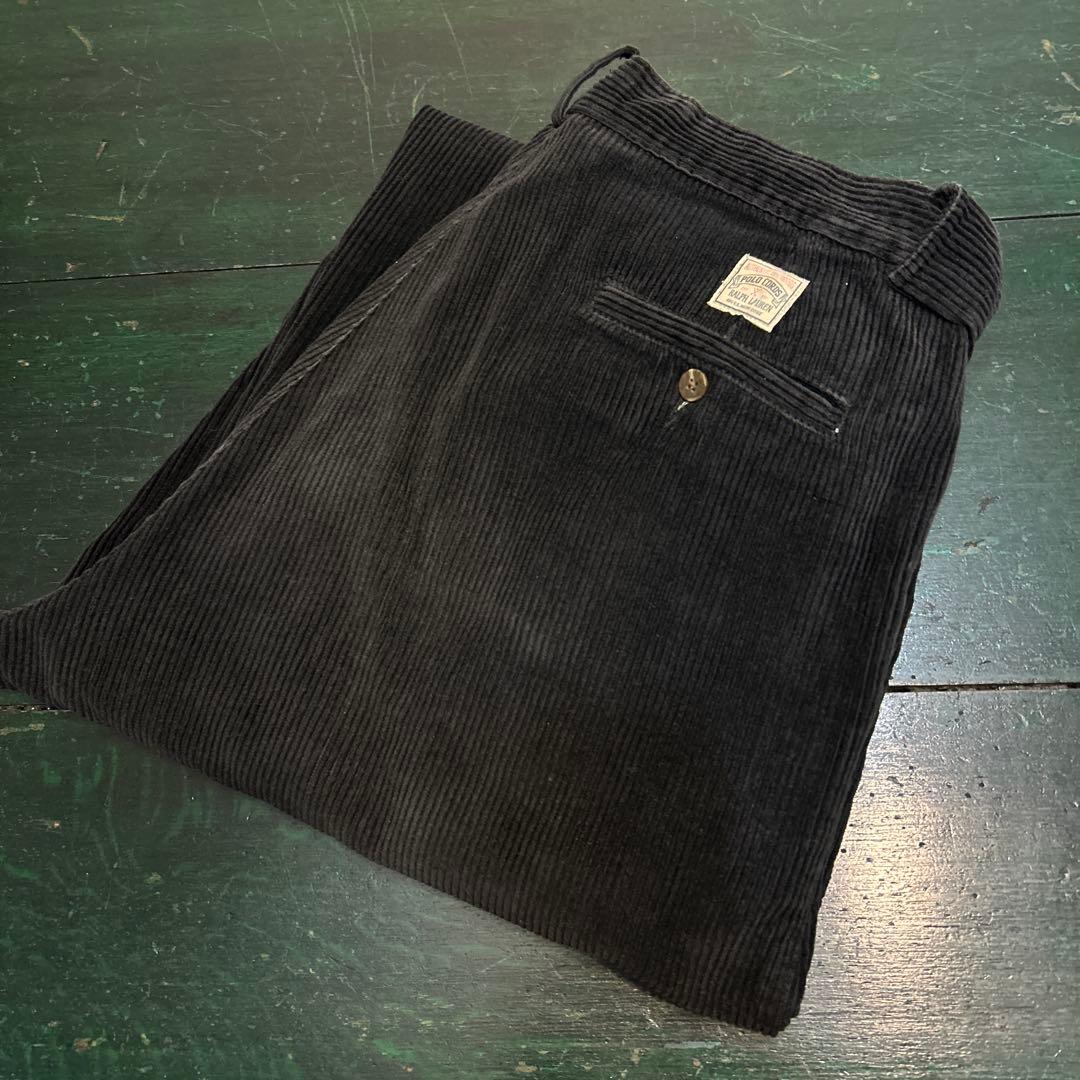 90s ラルフローレン　USA製 コーデュロイパンツ　ブラック