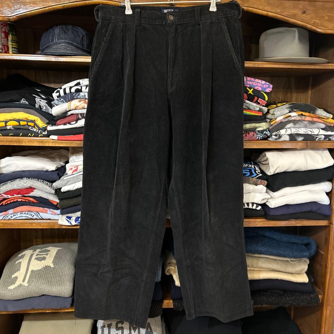90s ラルフローレン　USA製 コーデュロイパンツ　ブラック