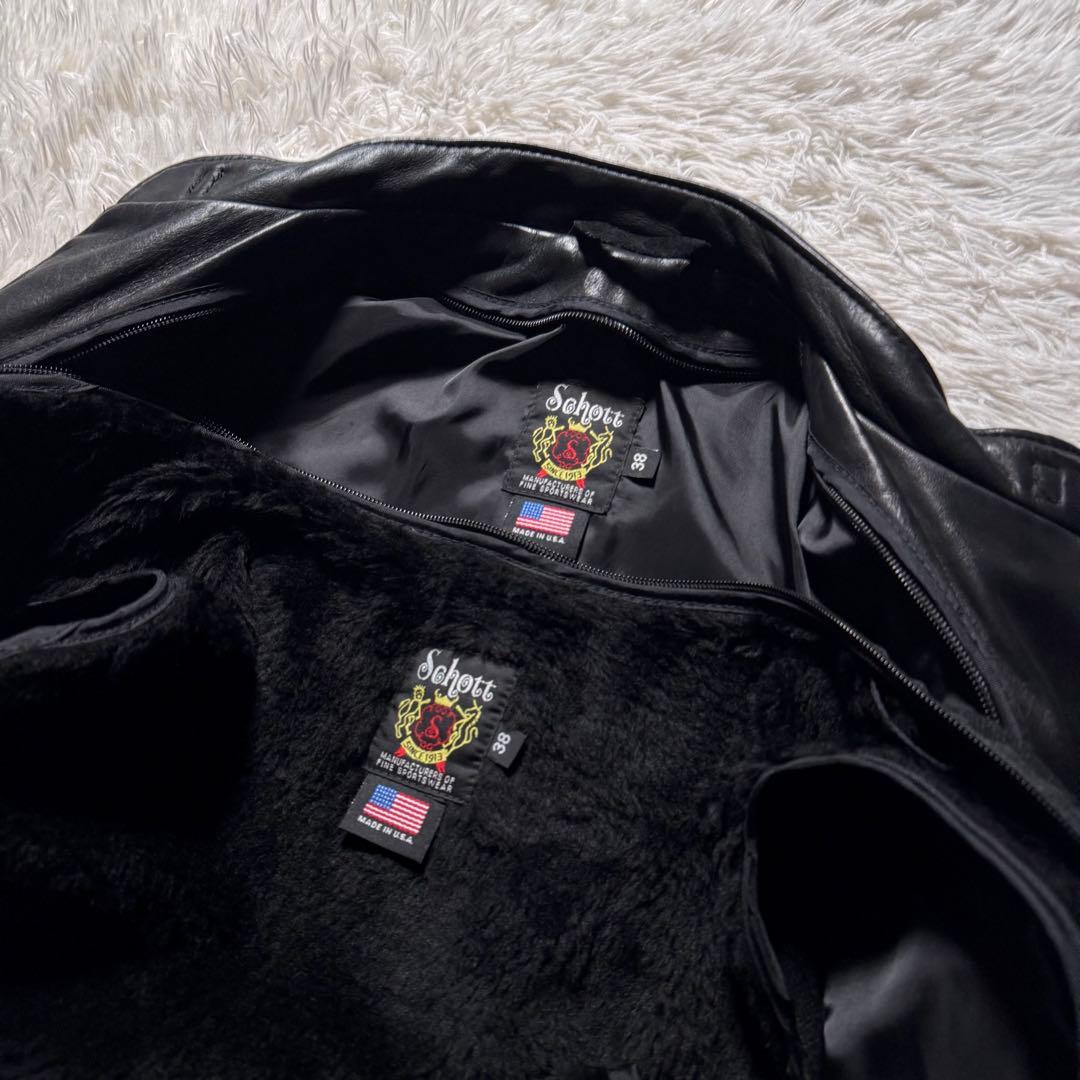 美品/激レア✨schott ライダースジャケット　147 本革　ブラック　38