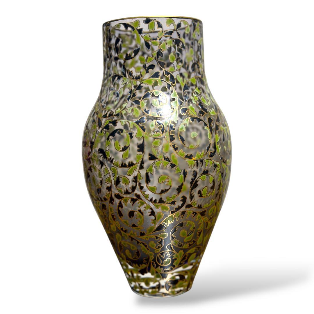 《入手困難&美品》雨宮喜能登作 窯彩硝子花瓶 共箱入 透明 クリア