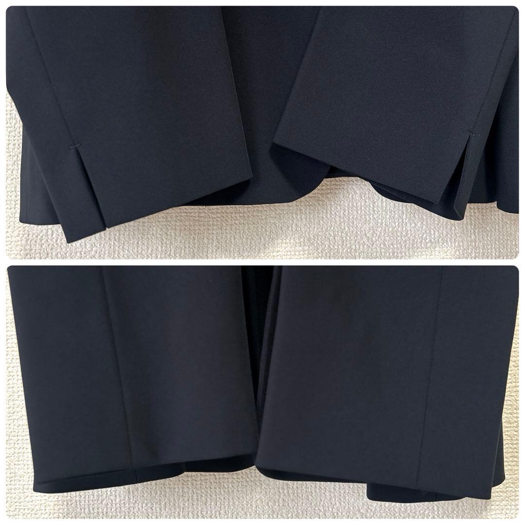 極美品✨インディヴィ パンツスーツ セットアップ ノーカラー LL・XL 紺色