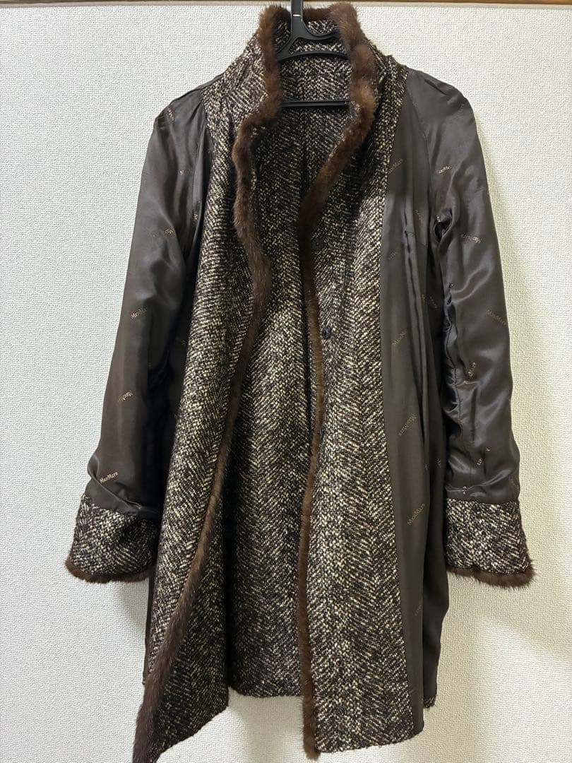 マックスマーラ　コート　ツィード　ファー（ミンク）　サイズ 38 MaxMara
