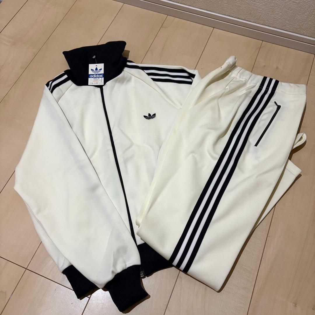 80s adidas トラックジャケット　セットアップ 白黒1号