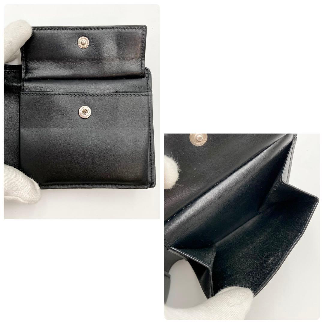 みみ♪✨サンローランパリ 二つ折り財布 黒 レザー カサンドラ YSLロゴ