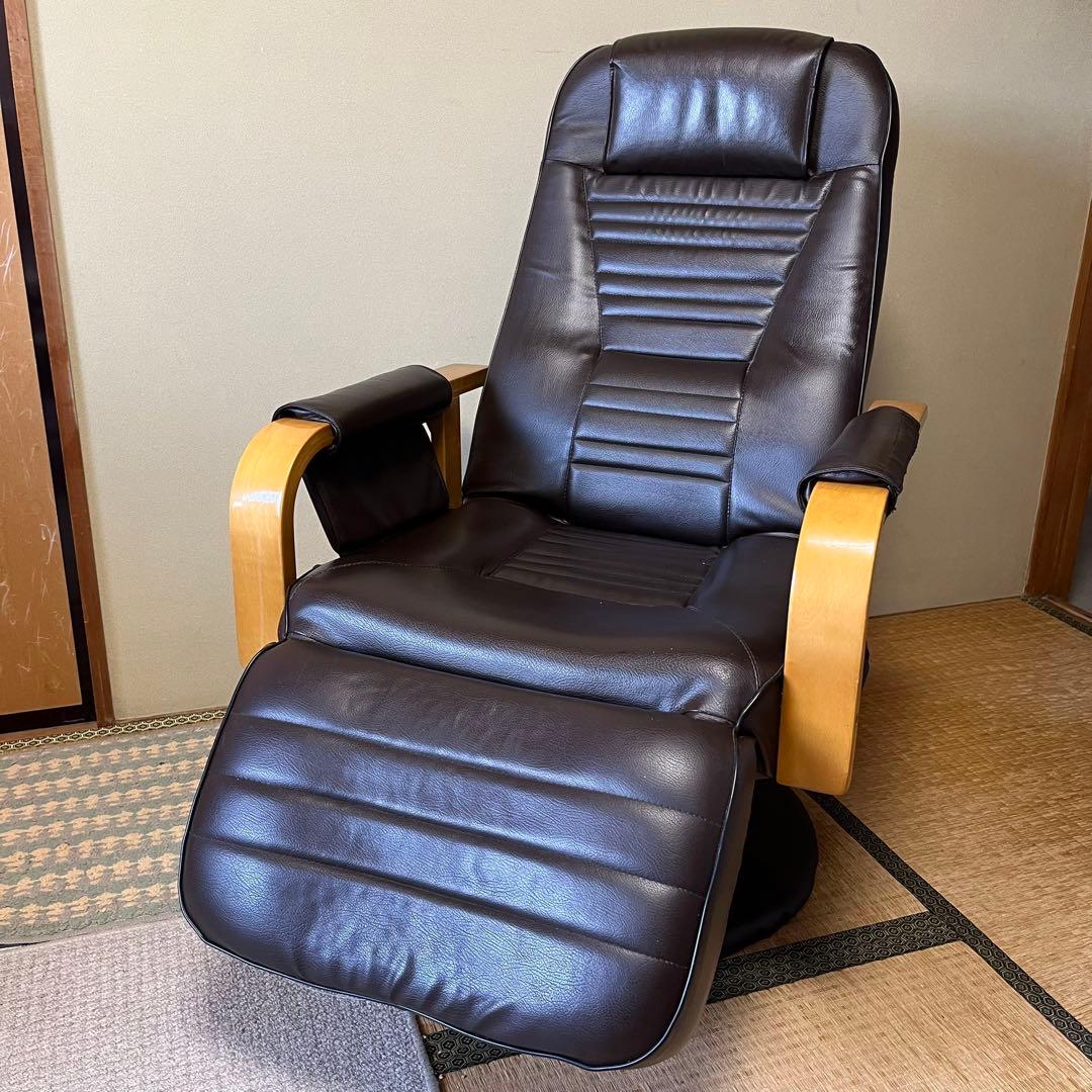 回転式リクライニングチェア　ブラウン