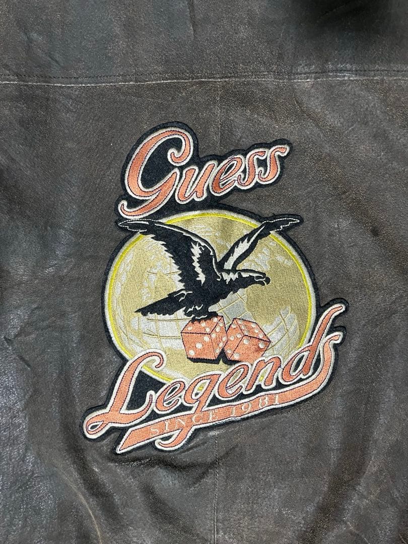 【希少】guess leather レザージャケット ヴィンテージ ワッペン
