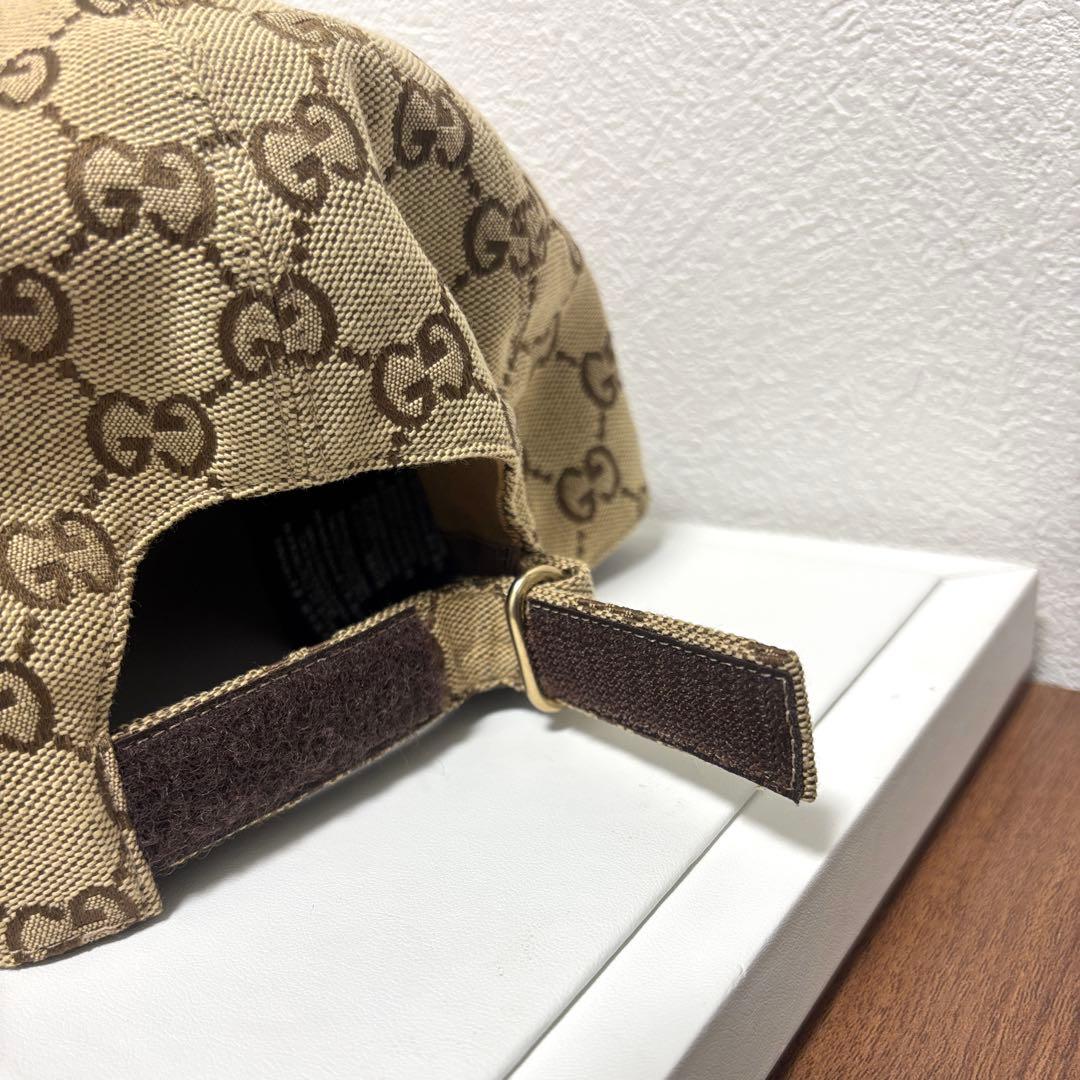 グッチ GGキャンバス ロゴパッチ キャップ ブラウン サイズL【中古】