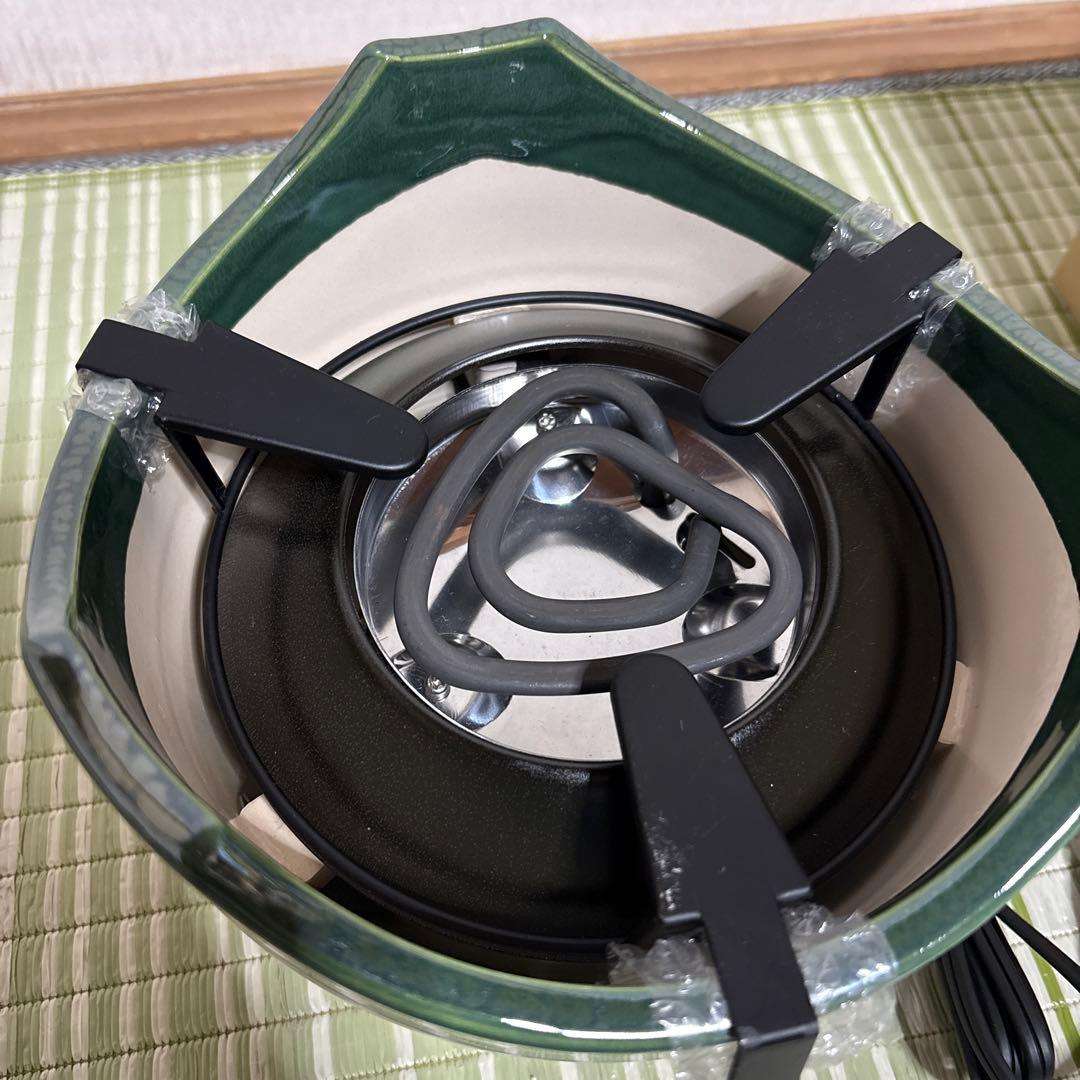 野々田 丸型 織部 H605 シーズヒーター 茶道具　茶道　電熱器 卓上火鉢