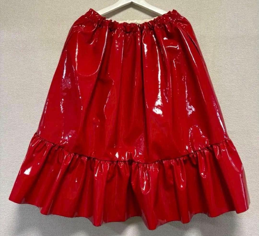 コムデギャルソンガール　希少赤エナメルスカート