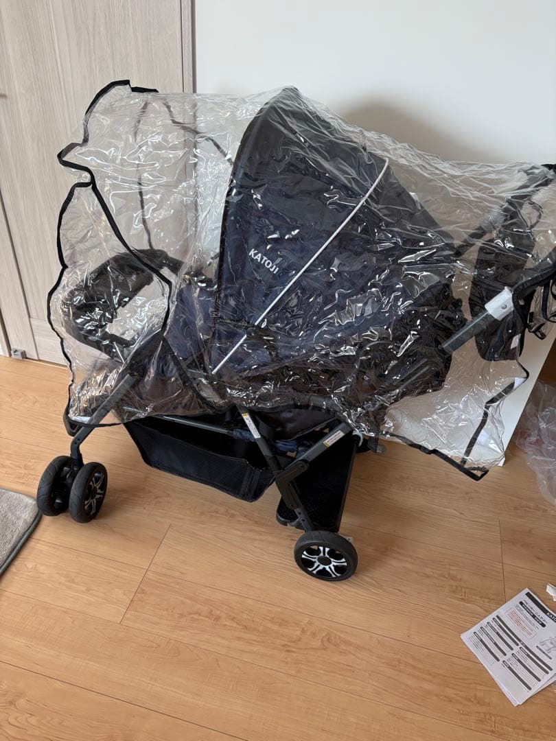 KATOJI 2人乗りベビーカー/2人でゴー/リアシート付き/二人でゴー