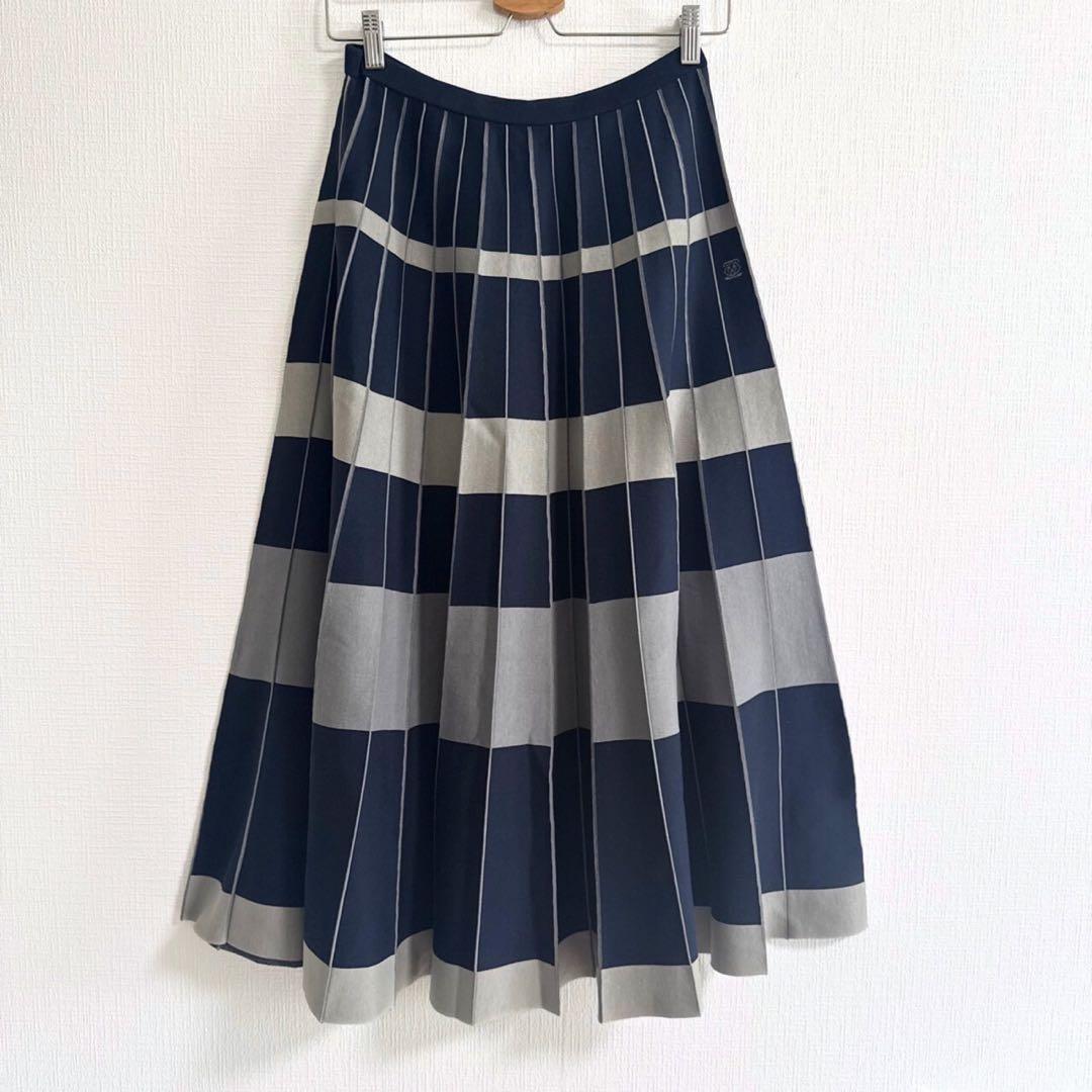 【美品】Drawer 18Gステレオボーダープリーツニットスカート
