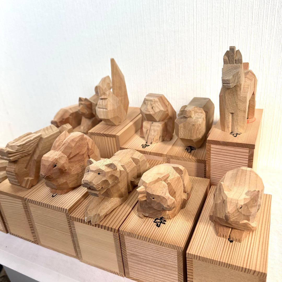 レア！伊勢神宮 木彫り 十二支 干支置物セット 12体 木箱付き