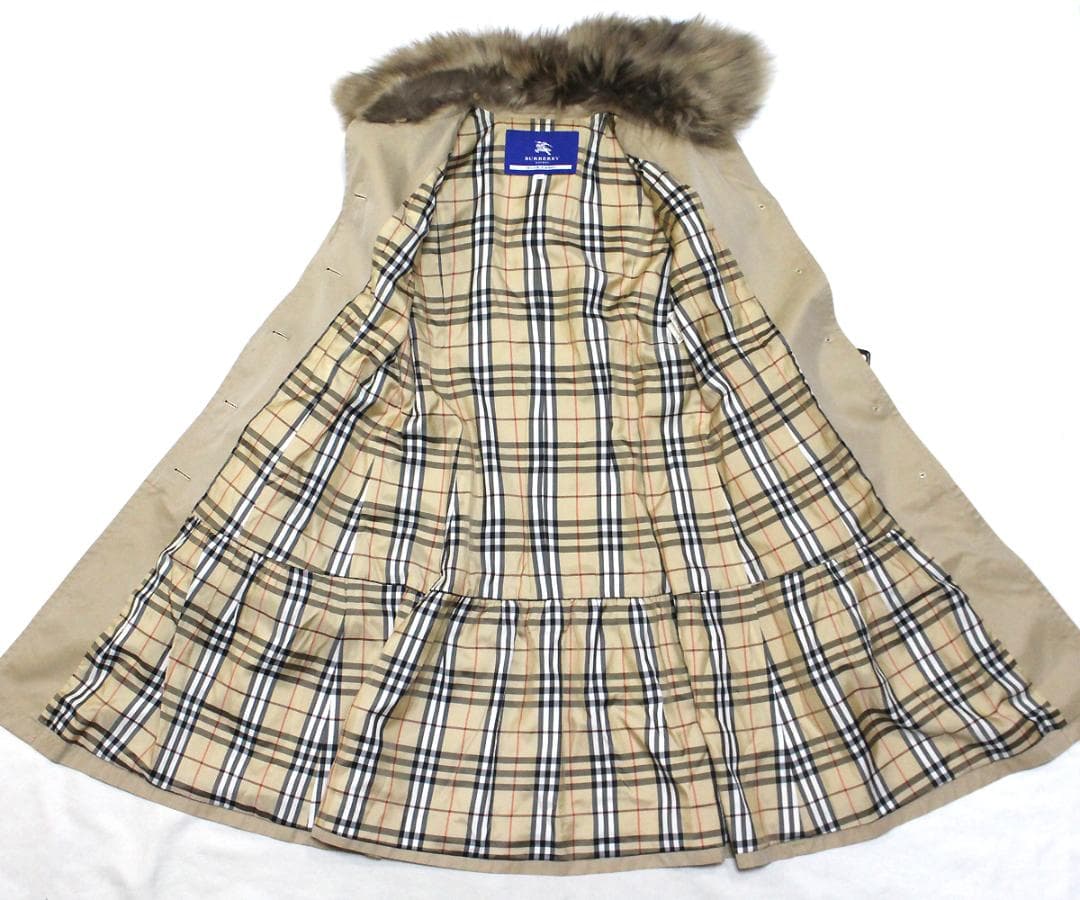 超美品 バーバリー トレンチコート 38 ファー付き ノバチェック裏地