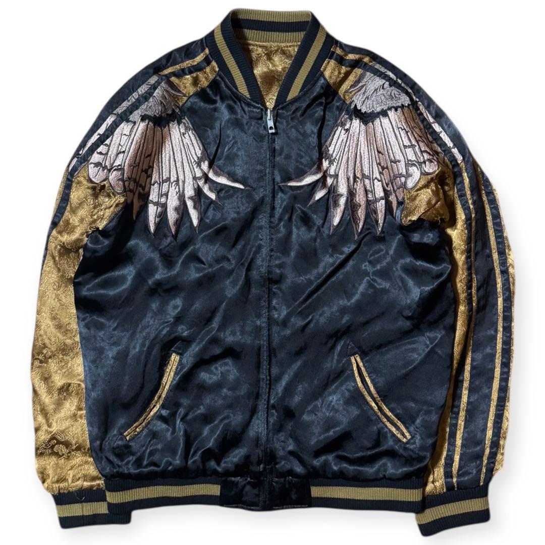 豪華刺繍 花旅楽団 梟 リバーシブル スカジャン Mサイズ