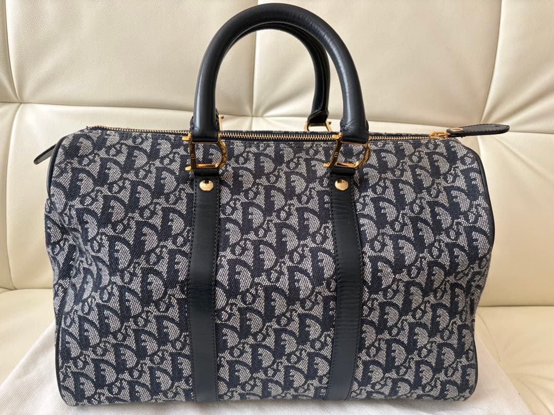 ⑥クリスチャンディオール トロッター柄 D金具 ボストンバッグ 南京錠　保存袋