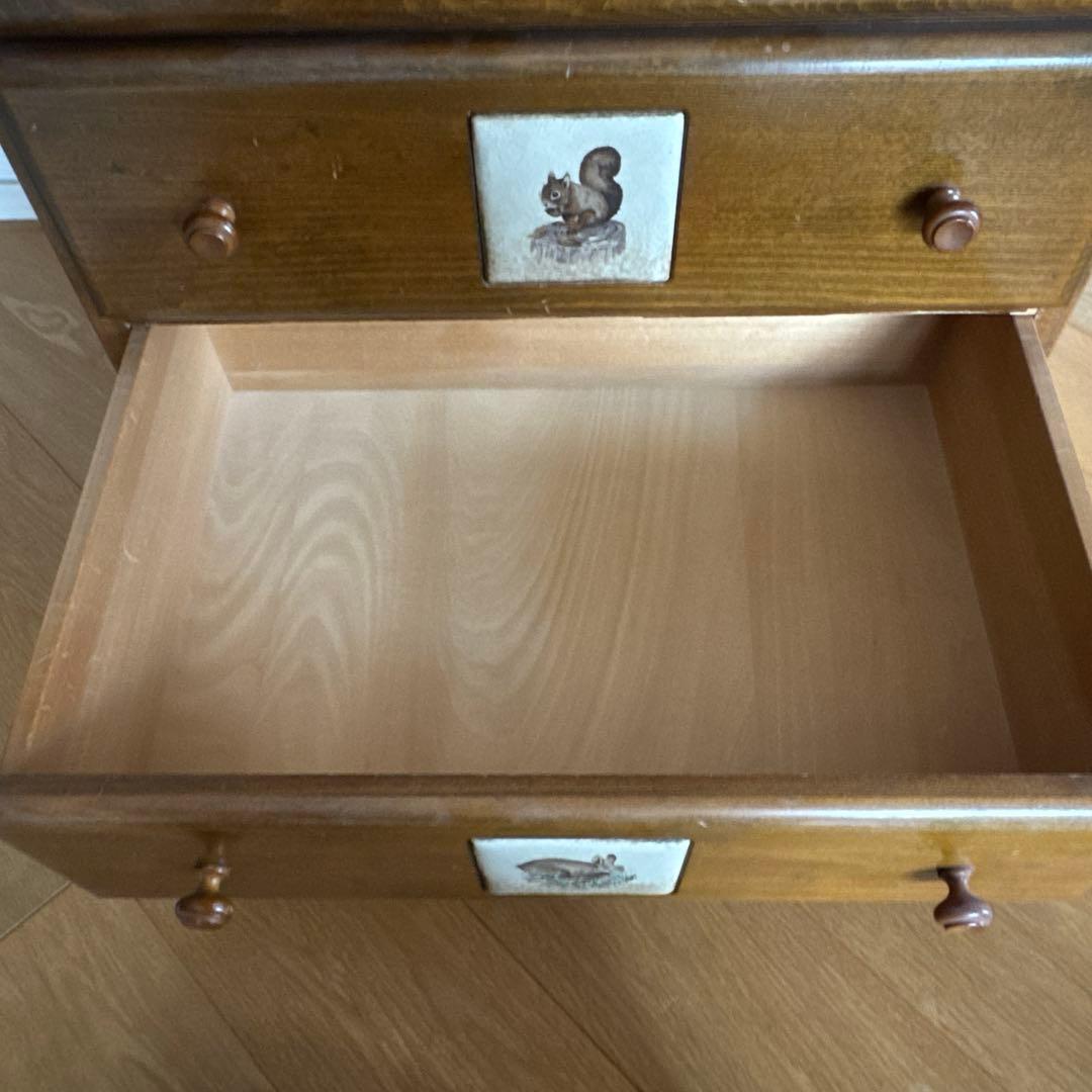 木製4段チェスト 動物イラスト付き