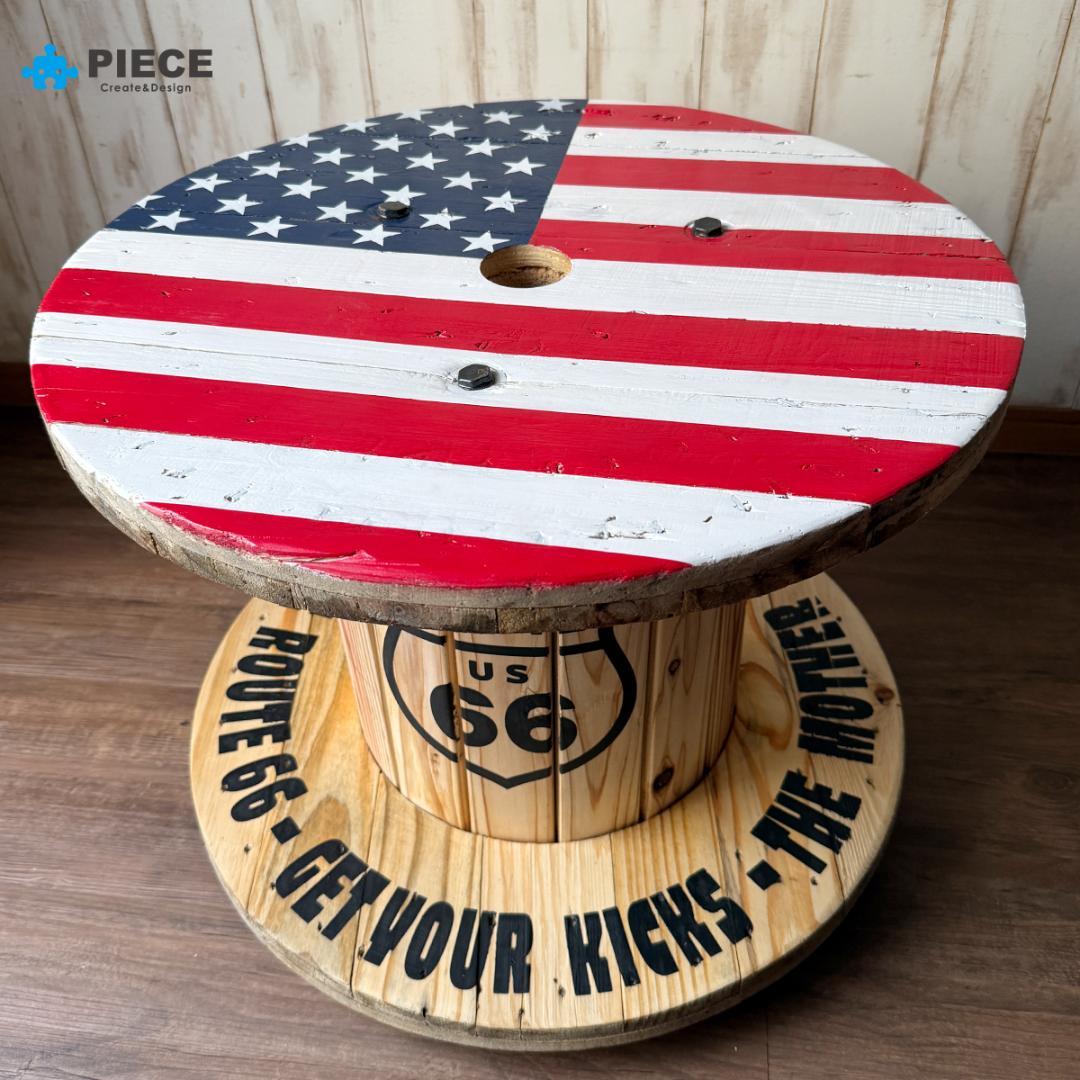 ケーブルドラム 電線ドラム サイドテーブル アメリカン ガレージ 星条旗