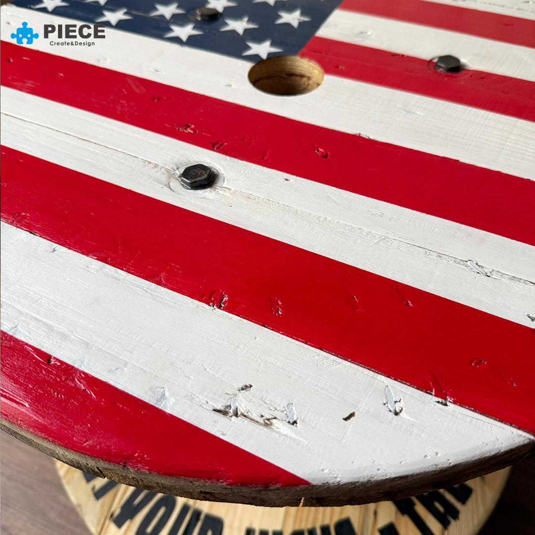 ケーブルドラム 電線ドラム サイドテーブル アメリカン ガレージ 星条旗