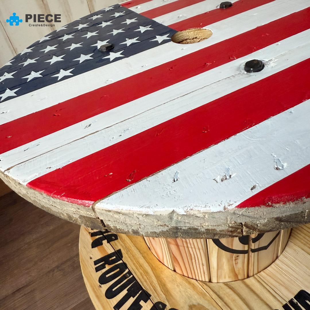 ケーブルドラム 電線ドラム サイドテーブル アメリカン ガレージ 星条旗
