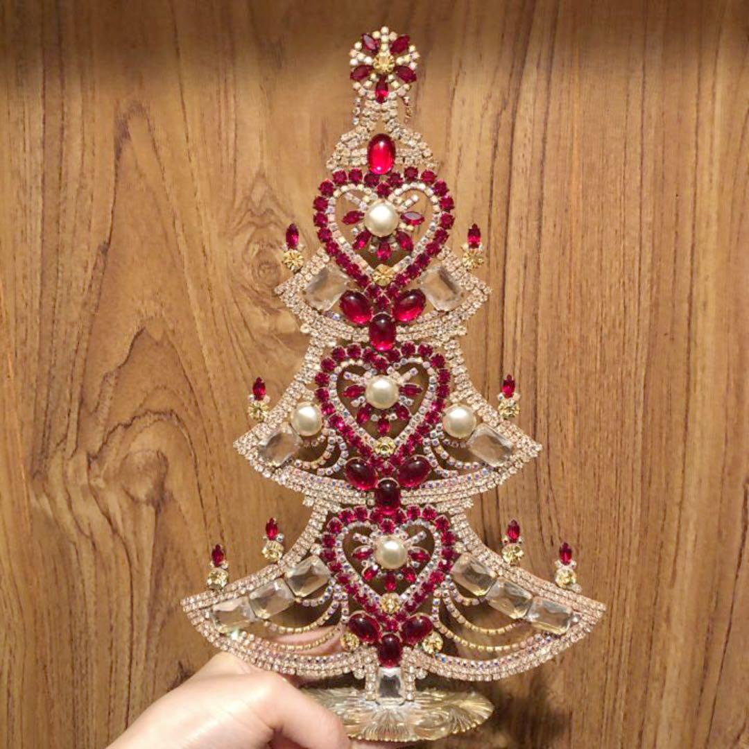 【大サイズ】チェコガラス ラインストーン クリスマスツリー