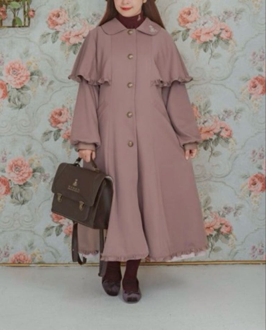 【新品タグ付き】青木美沙子 ×NINA'S ケープコート ピンク 中桃 3L