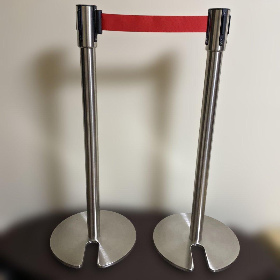 ベルトリールパーティション２本セットレッド間仕切り順路案内入場規制　送料込み！