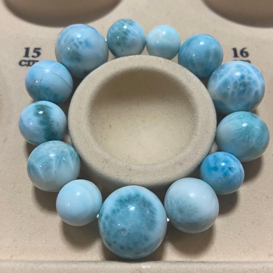 【今日明日のみうーたん】天然石 ラリマー 12-18mm ブレスレット