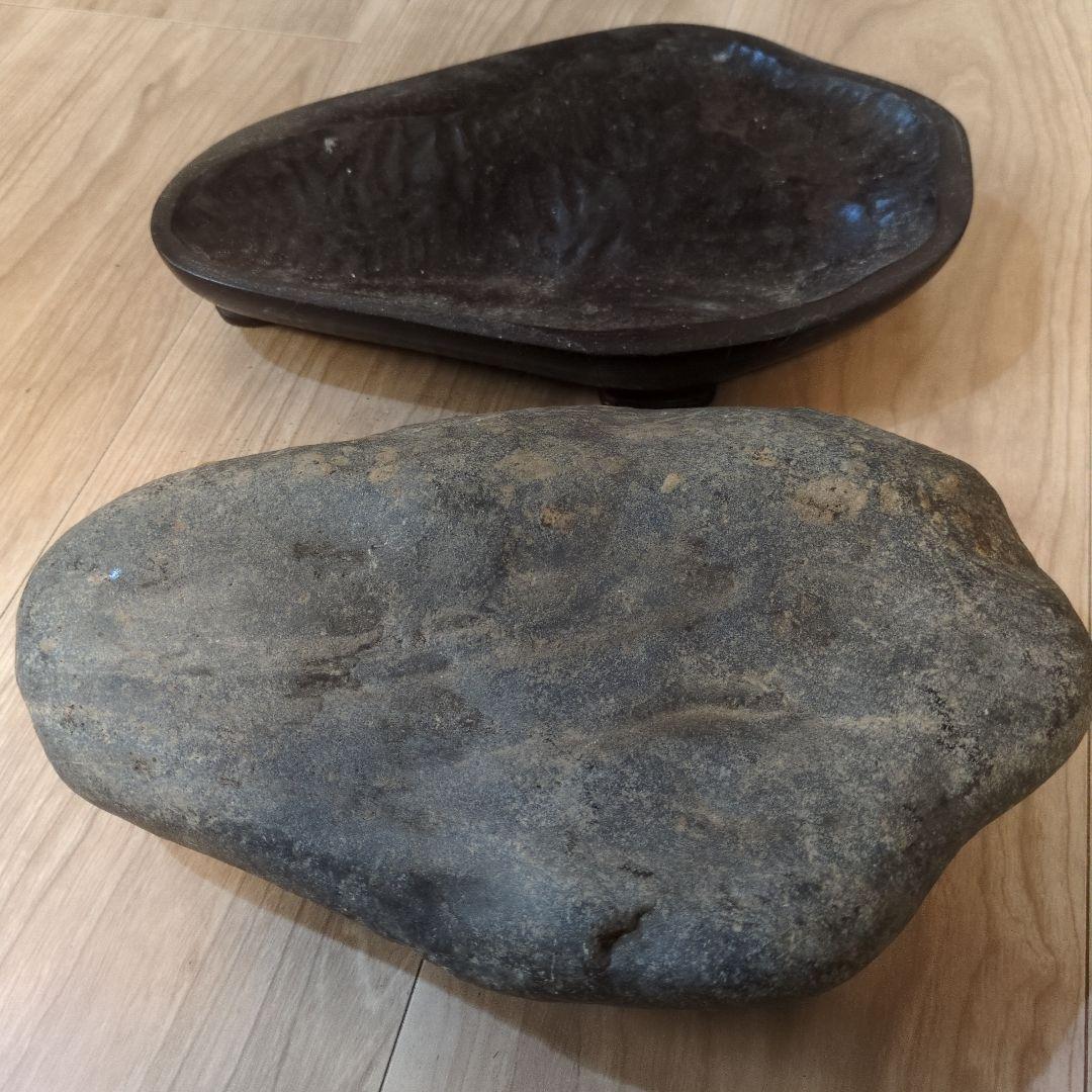 水石 溜まり 天然石 約4.6kg 原石 鑑賞石 自然石 専用台座付 希少 レア