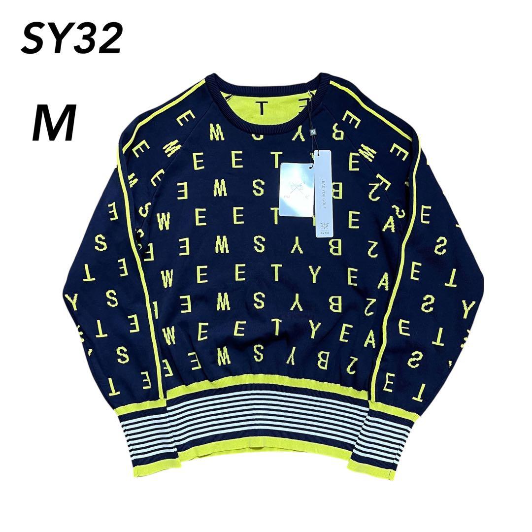 SY32 SWEET YEARS ゴルフレディース ニットシャツ M ネイビー