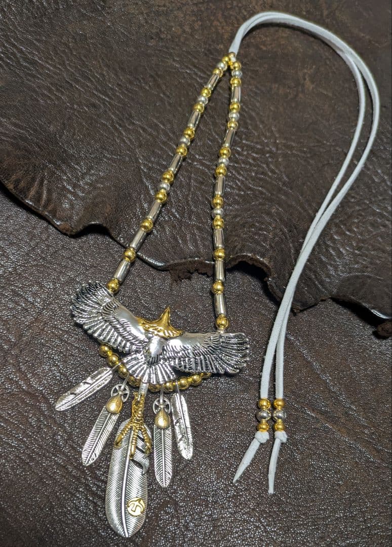 インディアンジュエリー★頭金大イーグル★金爪フェザー★新品未着用★送料無料