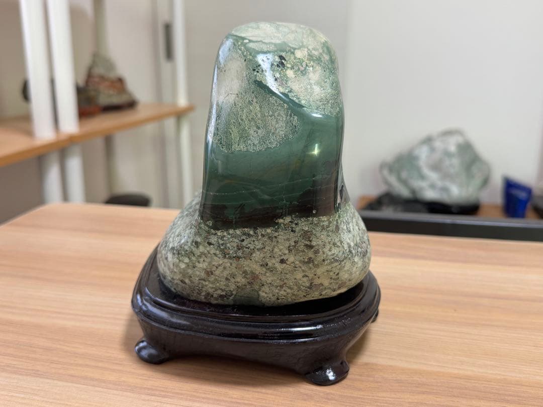 佐渡 青玉石 碧玉 青石 鑑賞石 希少 自然石 水石 盆石 佐渡石 置物