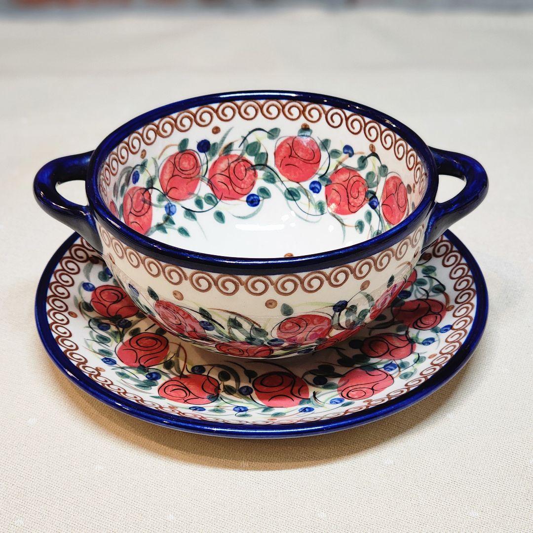 UNIKAT︎✦︎︎同柄✦︎プレート＆ハンドル付ボウル✦︎ポーリッシュポタリー