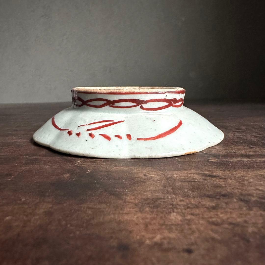 【希少】清朝期　粉彩　花の図　輪花皿　台皿　小皿　中国古玩　中国美術　骨董品　A
