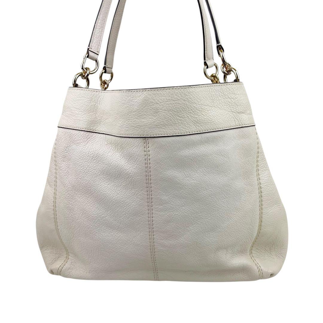 ✨極美品　COACH コーチ　ペブルレザー　トートバッグ　3室　シボ革　白