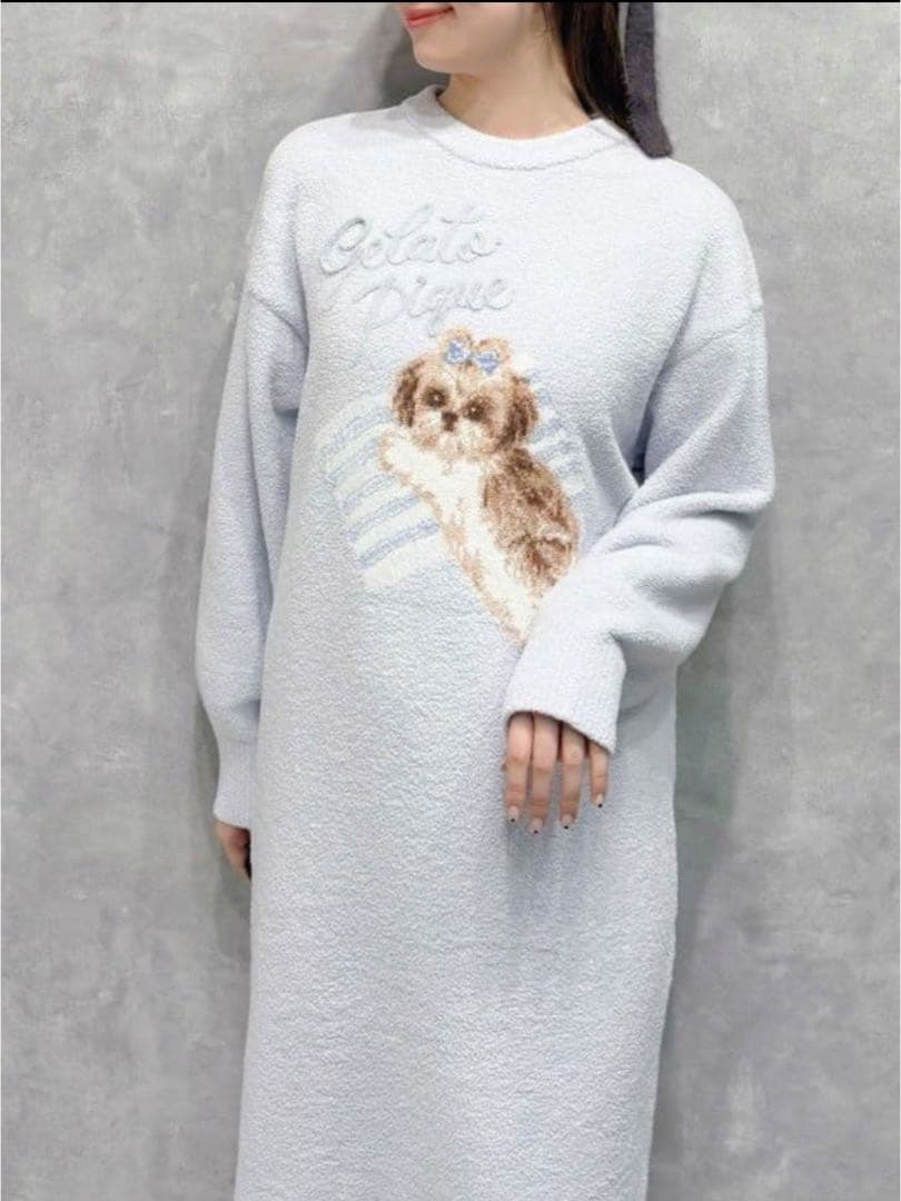 【新品未使用】ジェラートピケ♡シーズージャガードワンピース ブルー