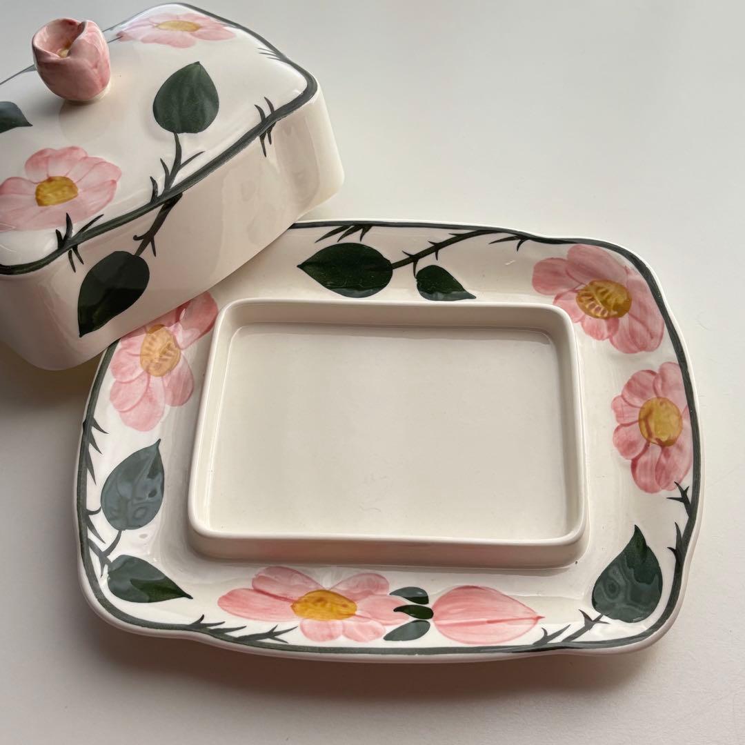 【西ドイツ】1950-70年代 ヴィレロイボッホ バターディッシュ 陶器 野バラ