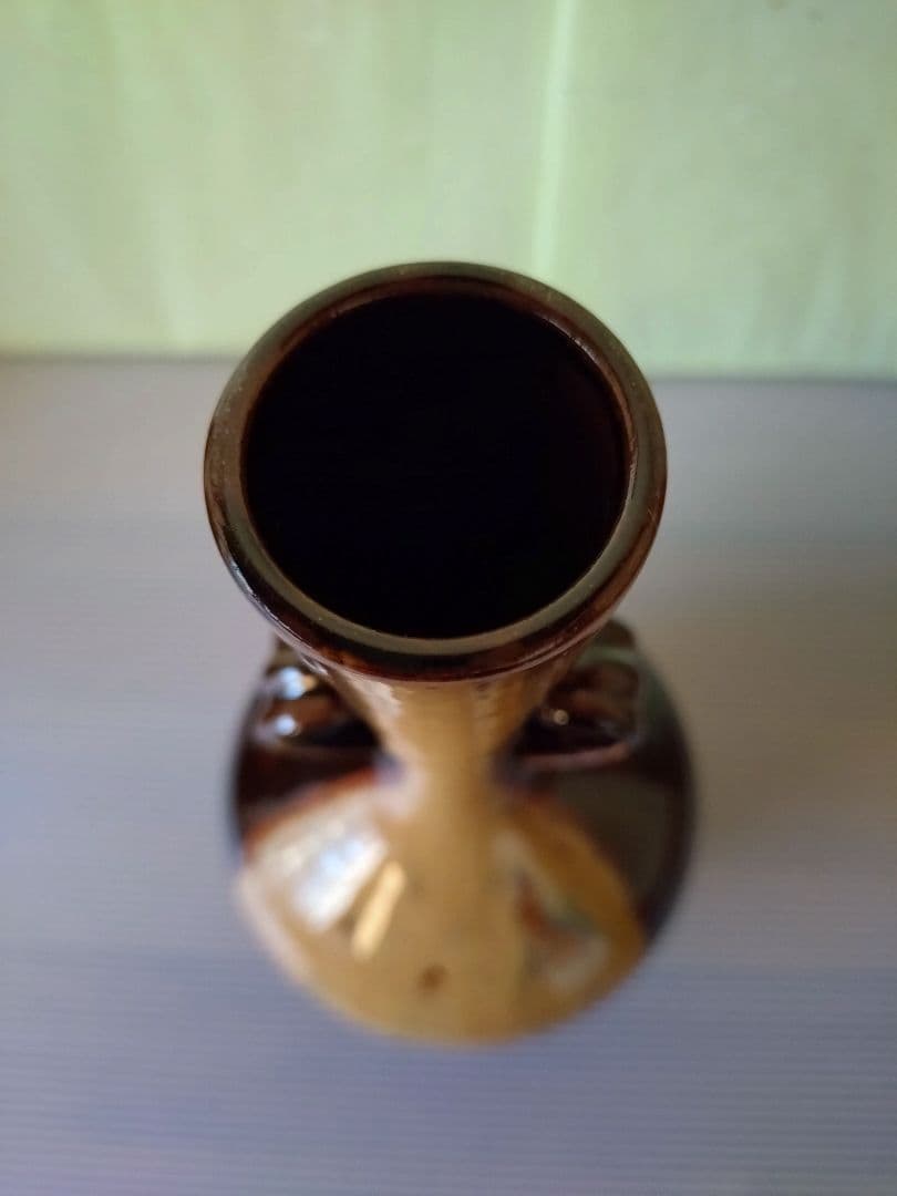 1 膳所焼　笹耳付　花入　陽炎園