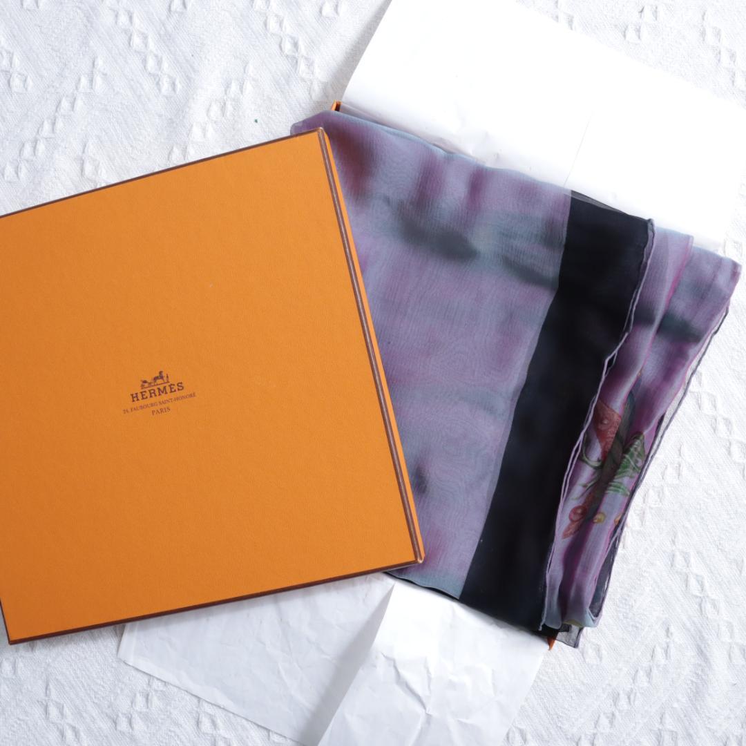 Hermes　エルメス　シルク　モスリン　140　スカーフ　バラ薔薇