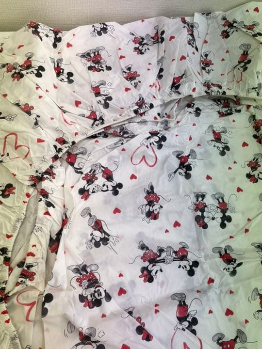 ミッキー ミニーマウス ハート バレンタイン ベッド シーツセット/新品