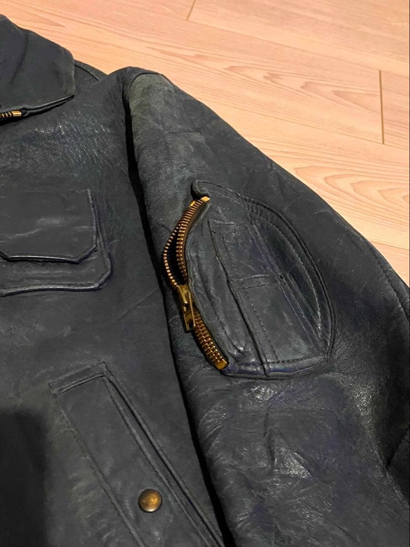 60〜70sフランス軍レザーフライトジャケット ヴィンテージ ミリタリー