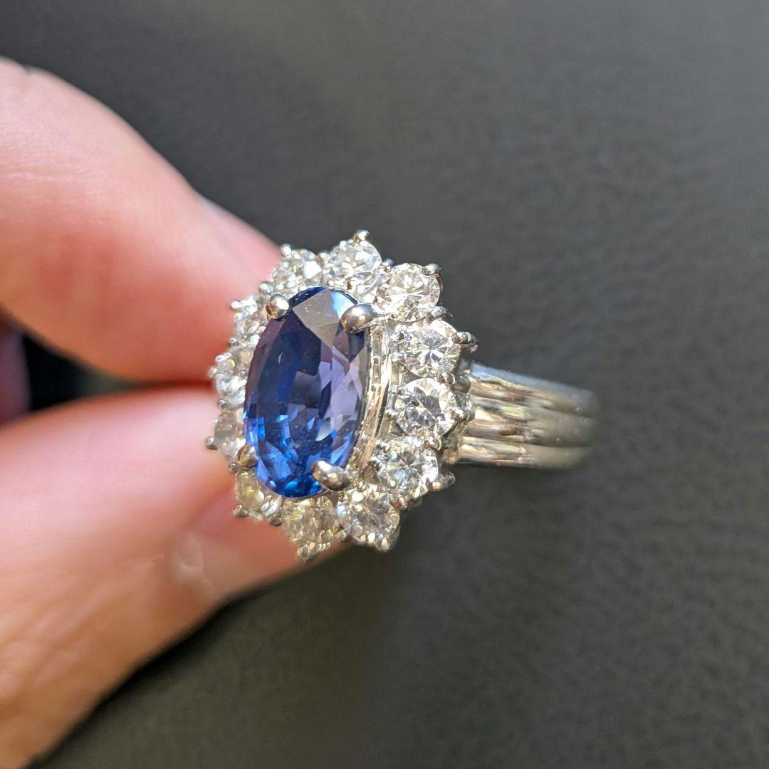 【プラチナ約8.32ｇ】サファイア3.35ctリング【総10.16ｇ】鑑別書あり