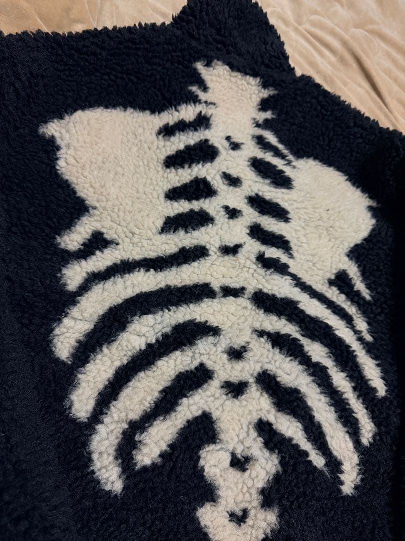 未使用 ２面用 スケルトン フリースジャケット スカル骨 スカジャン スタジャン