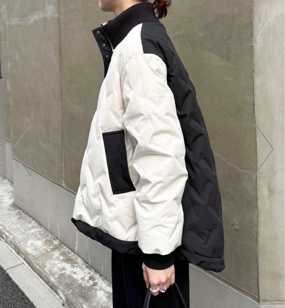 ホワイト/ブラック キルティングダウンジャケット