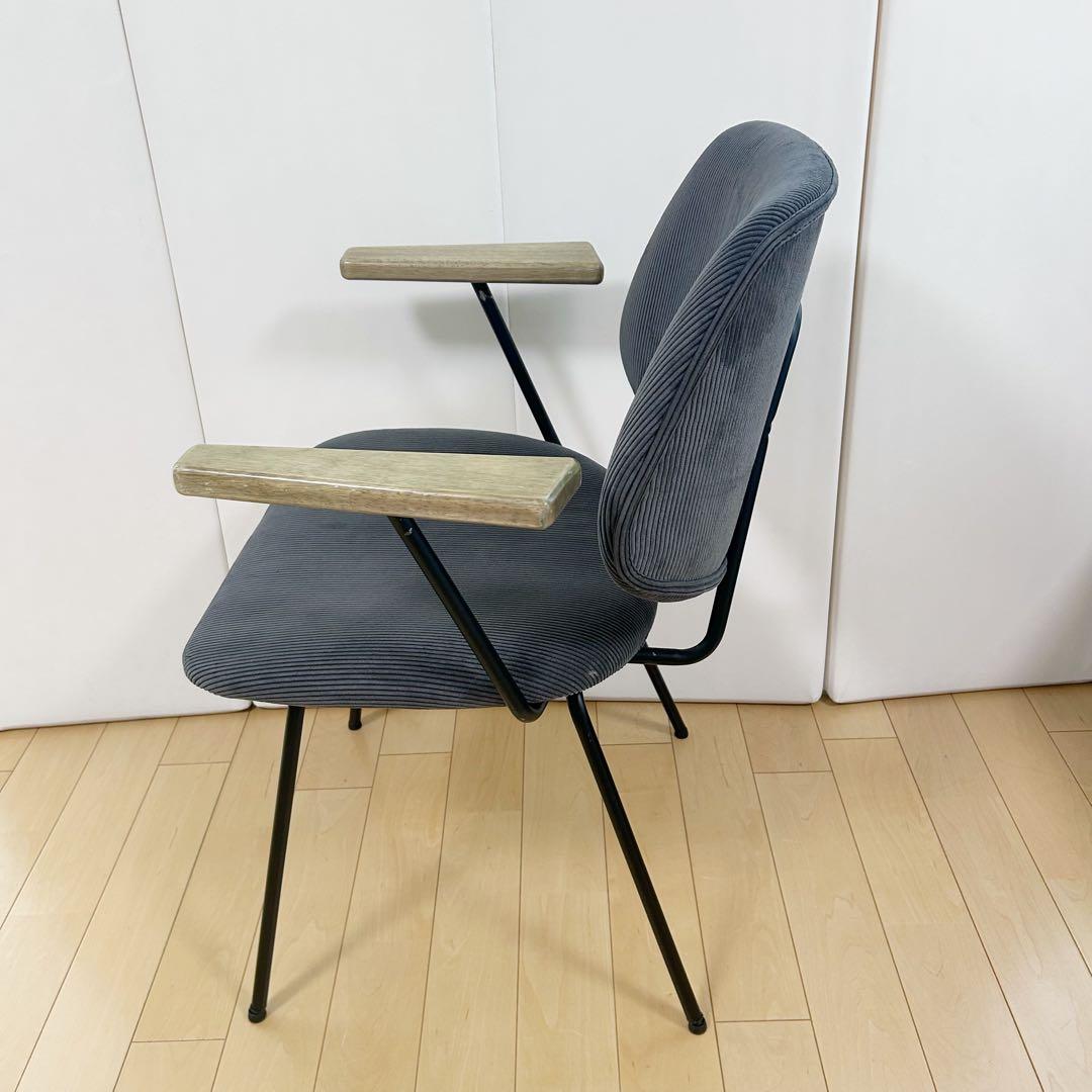 アンティーク アーム付　コーデュロイ ブラックアイアン　モダン Menoa天然木