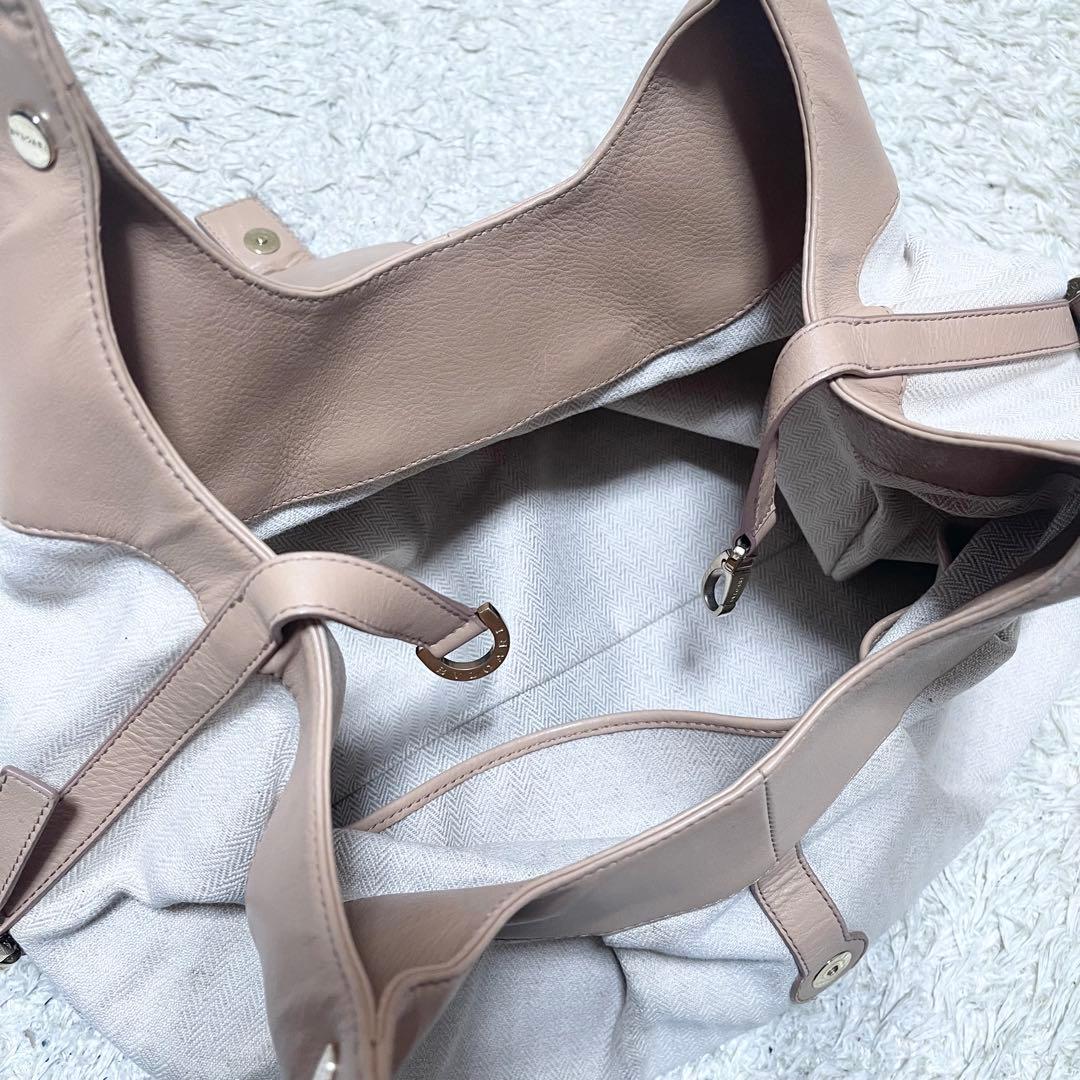 【希少】BVLGARI トートバッグ　レザー　ヘリンボーン　チャンドラ　ロゴ金具