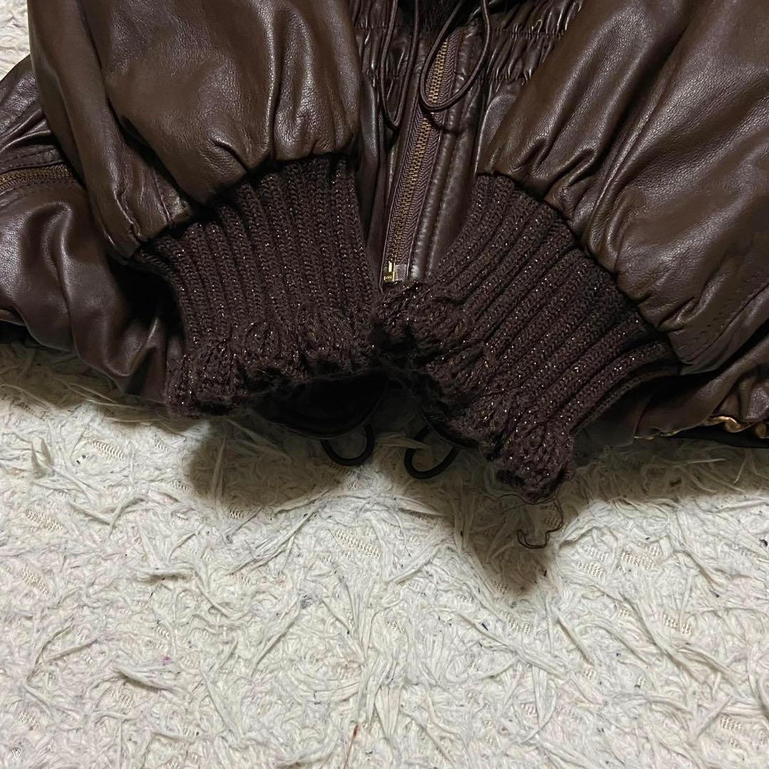 伊太利屋 レザージャケット フォックス ファー着脱可 ダークブラウン サイズM